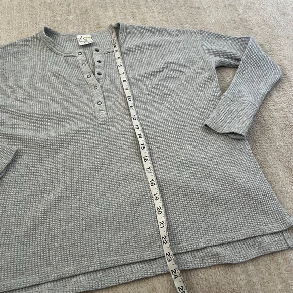 Aerie Offline Gray Waffle Knit Henley Thermal Top XS Cotton Blend - Picture 5 of 12